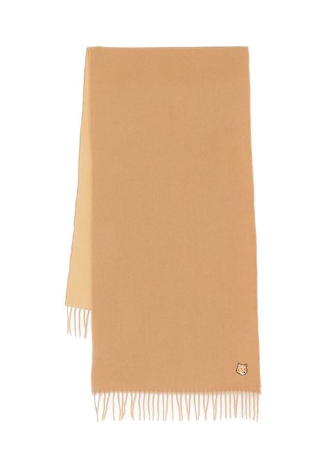 Beige Bold Fox head patch scarf Maison kitsuné - men MAISON KITSUNÉ | NM06201WA0018P245